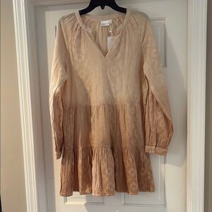 Boho Beige Long Sleeve Dress
